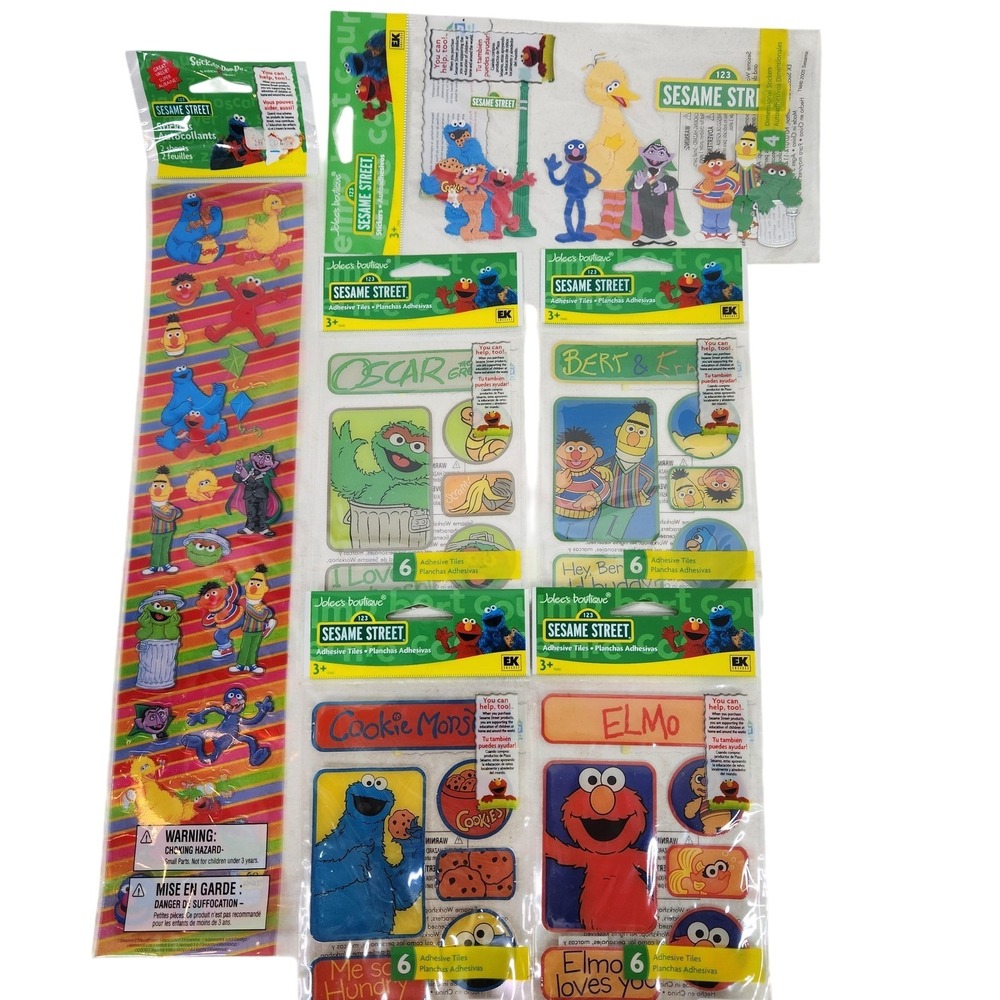 Vintage Jolee's Boutique Sesame Street Stickers Lot 6 Packs Dimensional Tiles